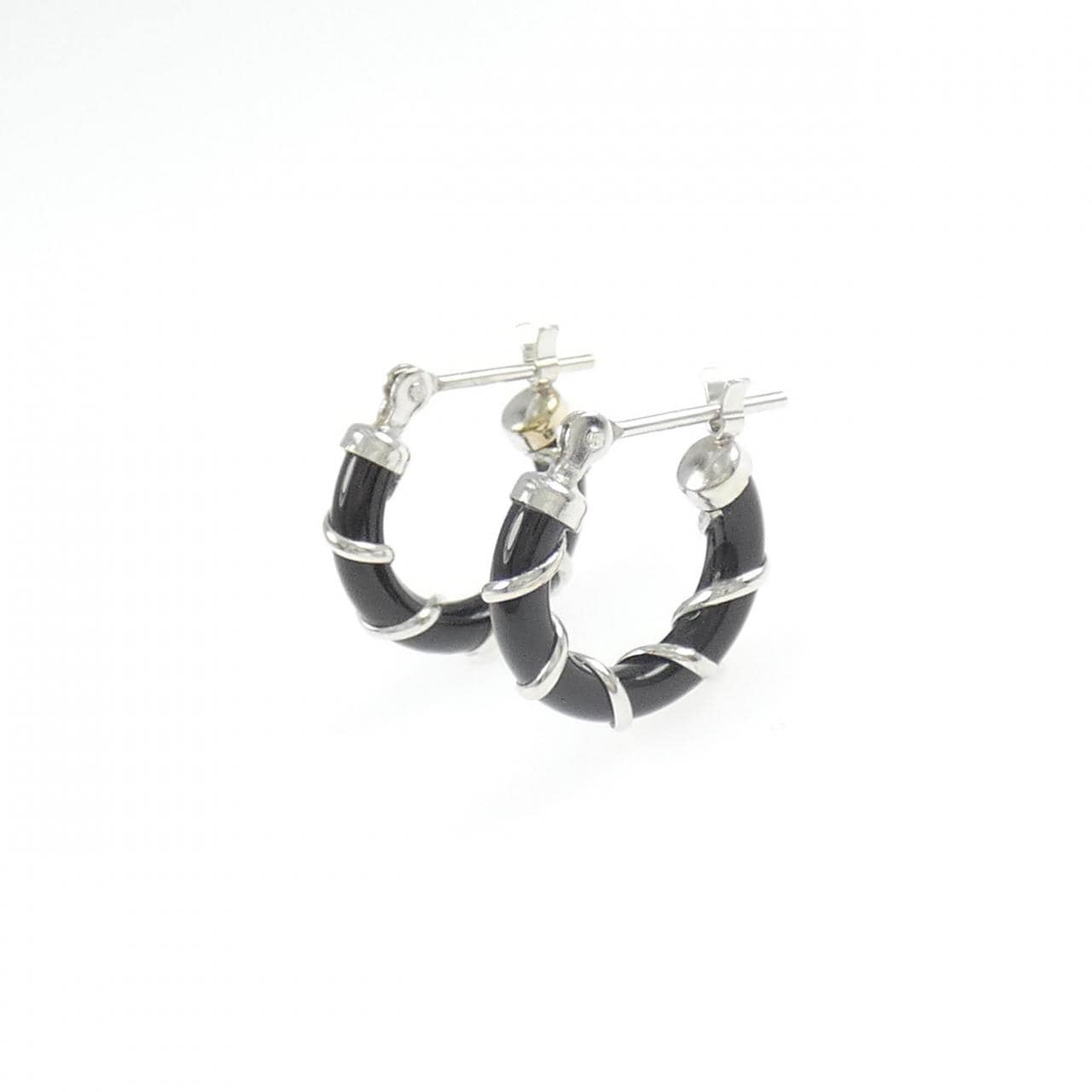 【新品】K14WG オニキス フープ ピアス