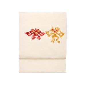 名古屋帯　紬織　刺繍加工