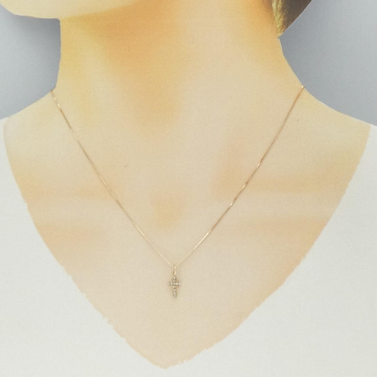 K10PG クロス ダイヤモンド ネックレス