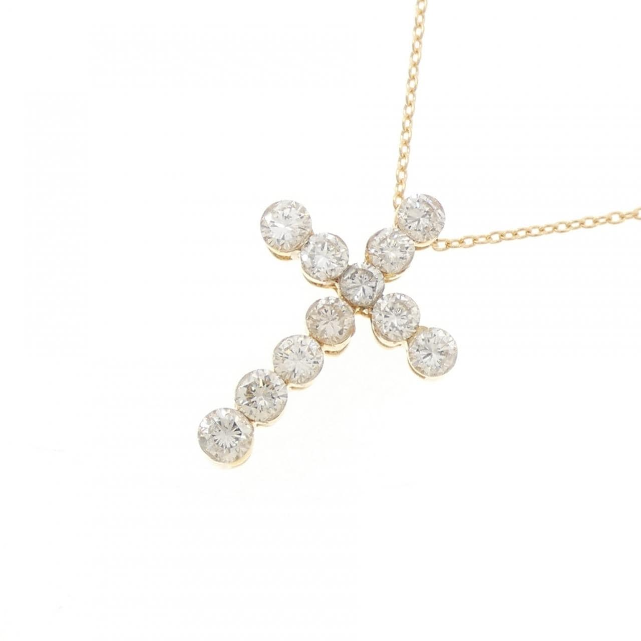 K18YG クロス ダイヤモンド ネックレス 1.00CT