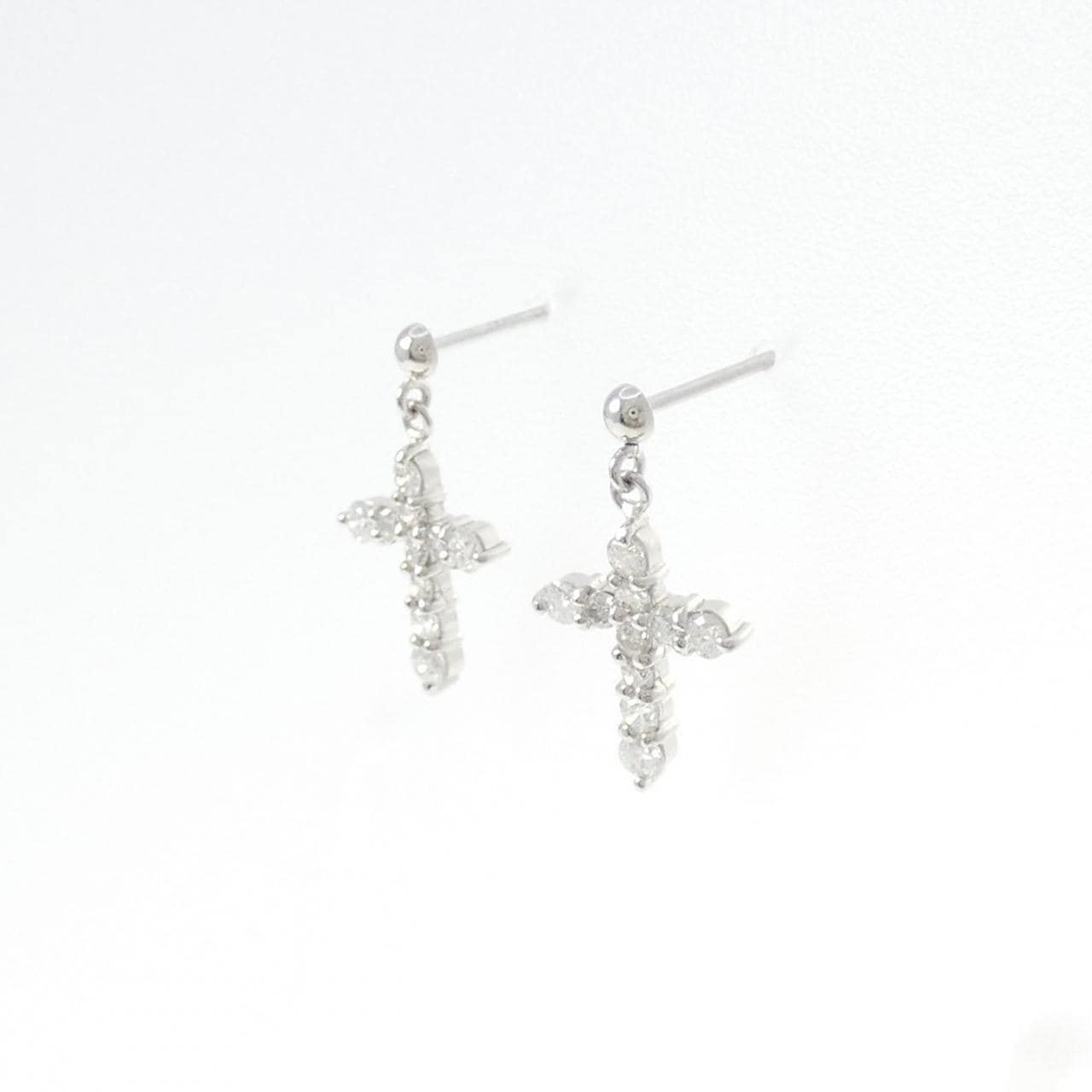 PT900 クロス ダイヤモンド ピアス 0.50CT