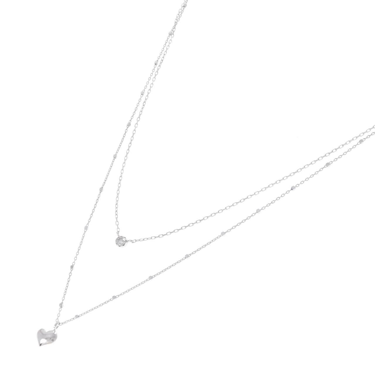 K10WG ハート ダイヤモンド ネックレス 0.07CT