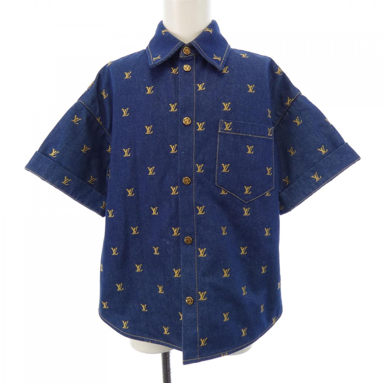 ルイヴィトン LOUIS VUITTON エンブロイダードシグネチャーショートスリーブデニムシャツ HQS90WJX1 S／Sシャツ