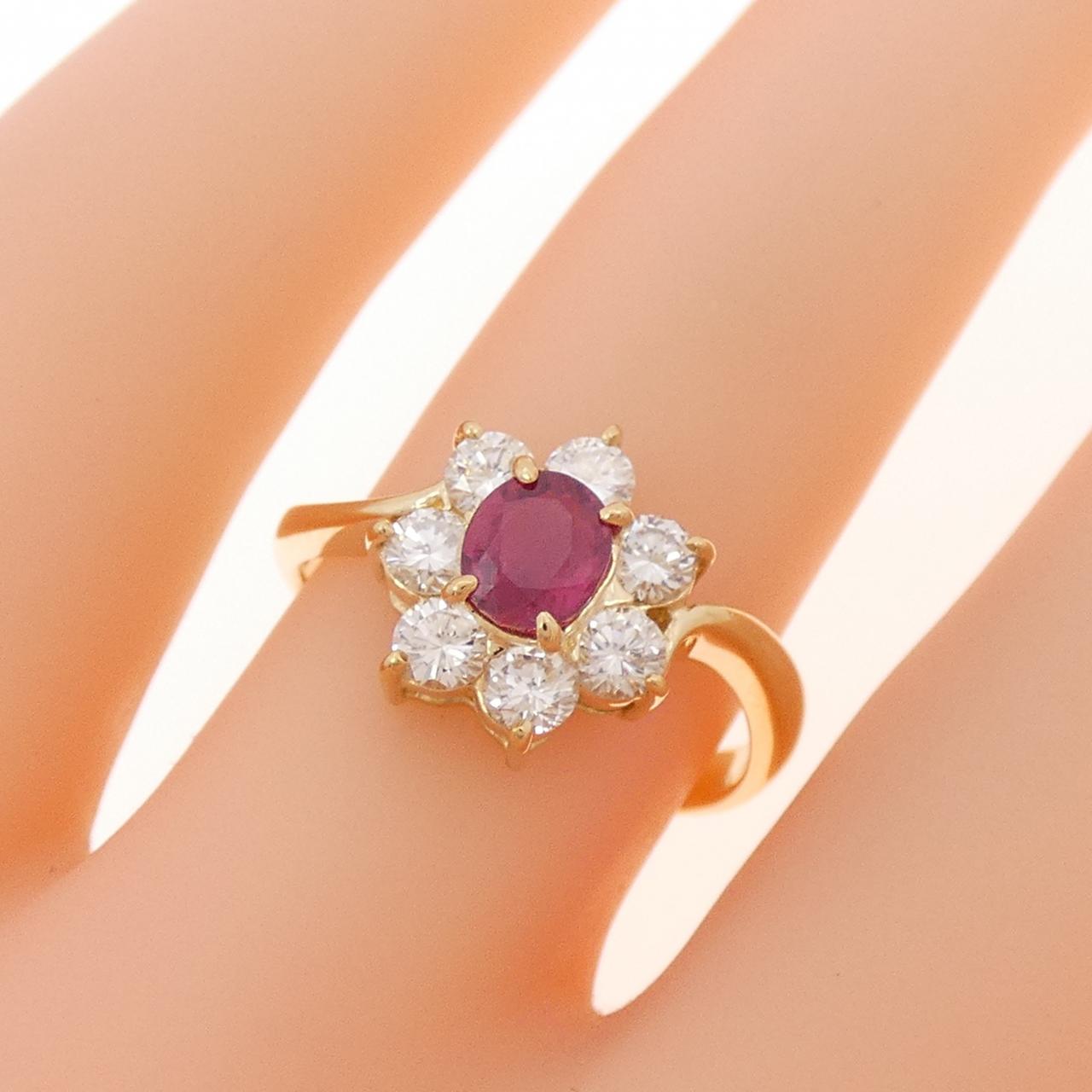 K18YG ルビー リング 0.45CT