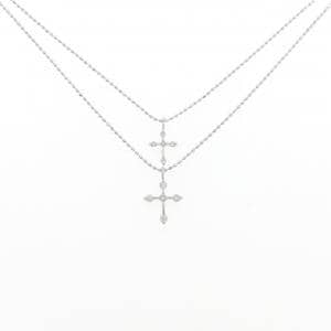 K18WG クロス ダイヤモンド ネックレス 0.15CT