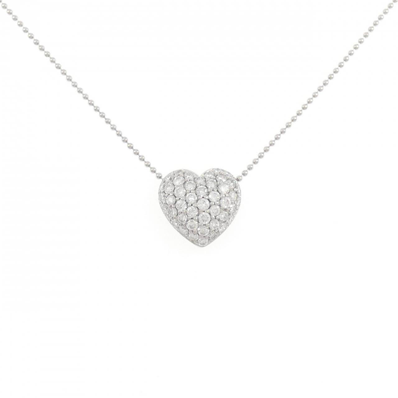 PT900/PT850 パヴェ ハート ダイヤモンド ネックレス 0.80CT