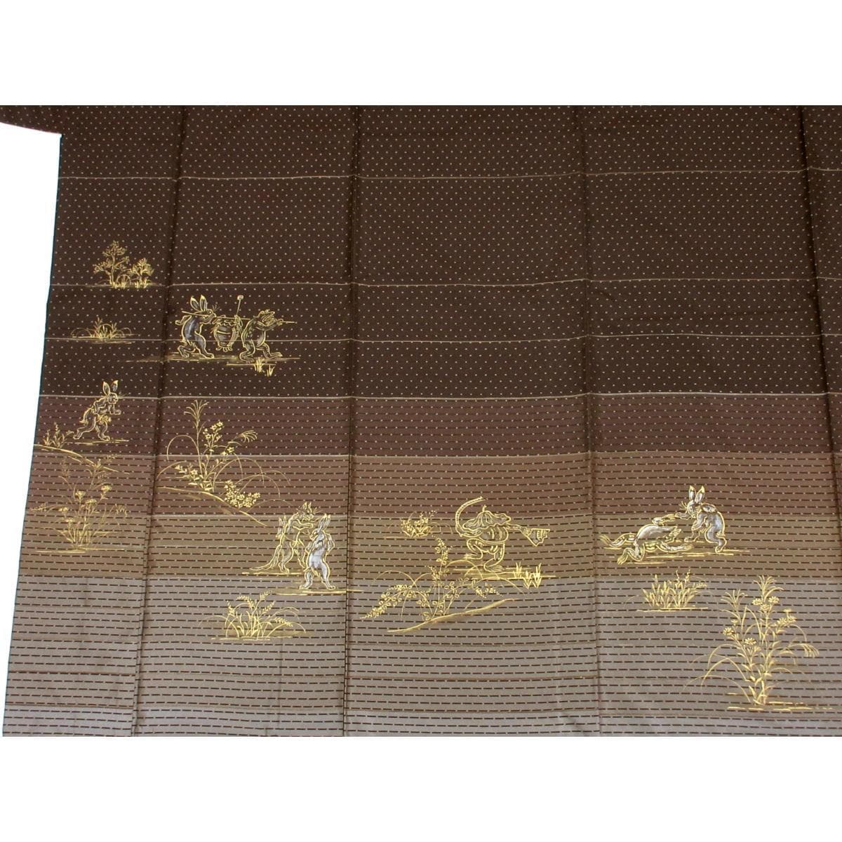 訪問着　鳥獣戯画【横双大島紬】