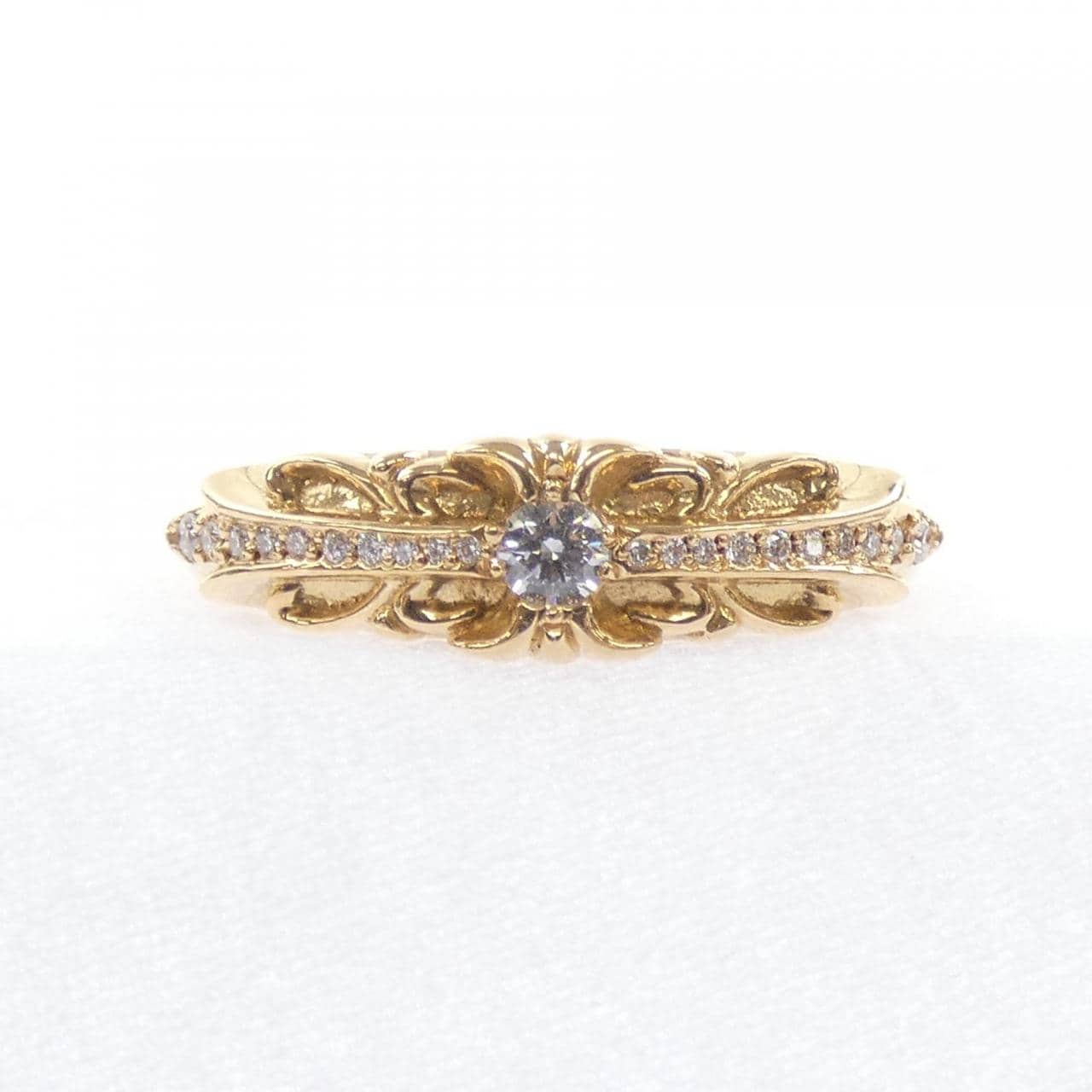 クロムハーツ CHROME HEARTS BABY CLSC FLORAL CRS DMND PAVE 207146023GLD RING