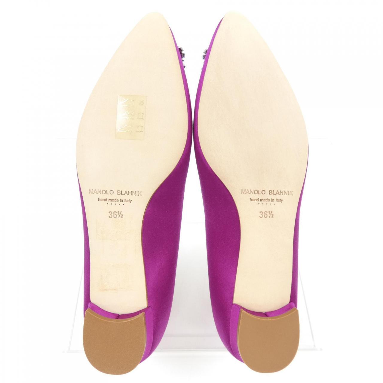 MANOLO BLAHNIK ハンギシフラットシューズ 38 イエローレース ビジュー