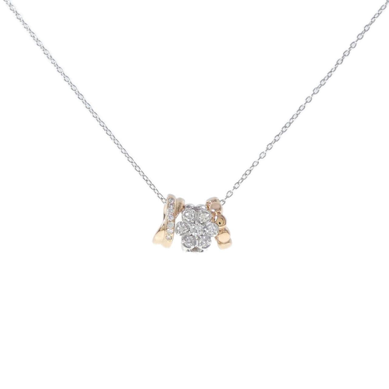 K18WG/K18PG フラワー ダイヤモンド ネックレス 0.02CT