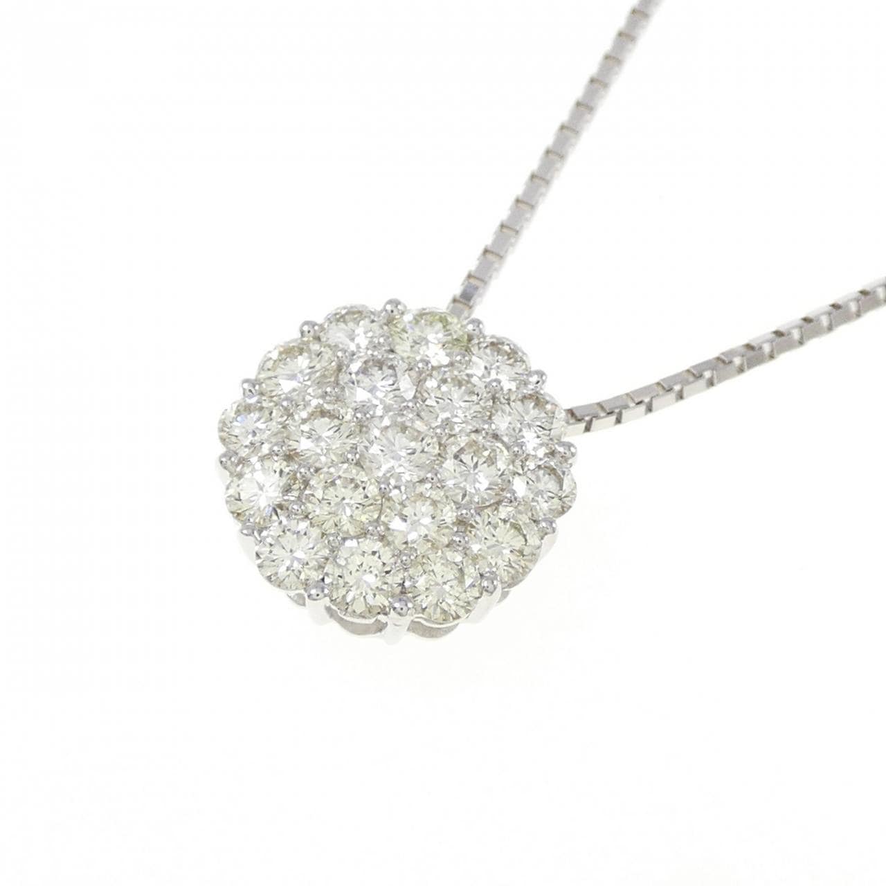 K18WG パヴェ ダイヤモンド ネックレス 1.00CT