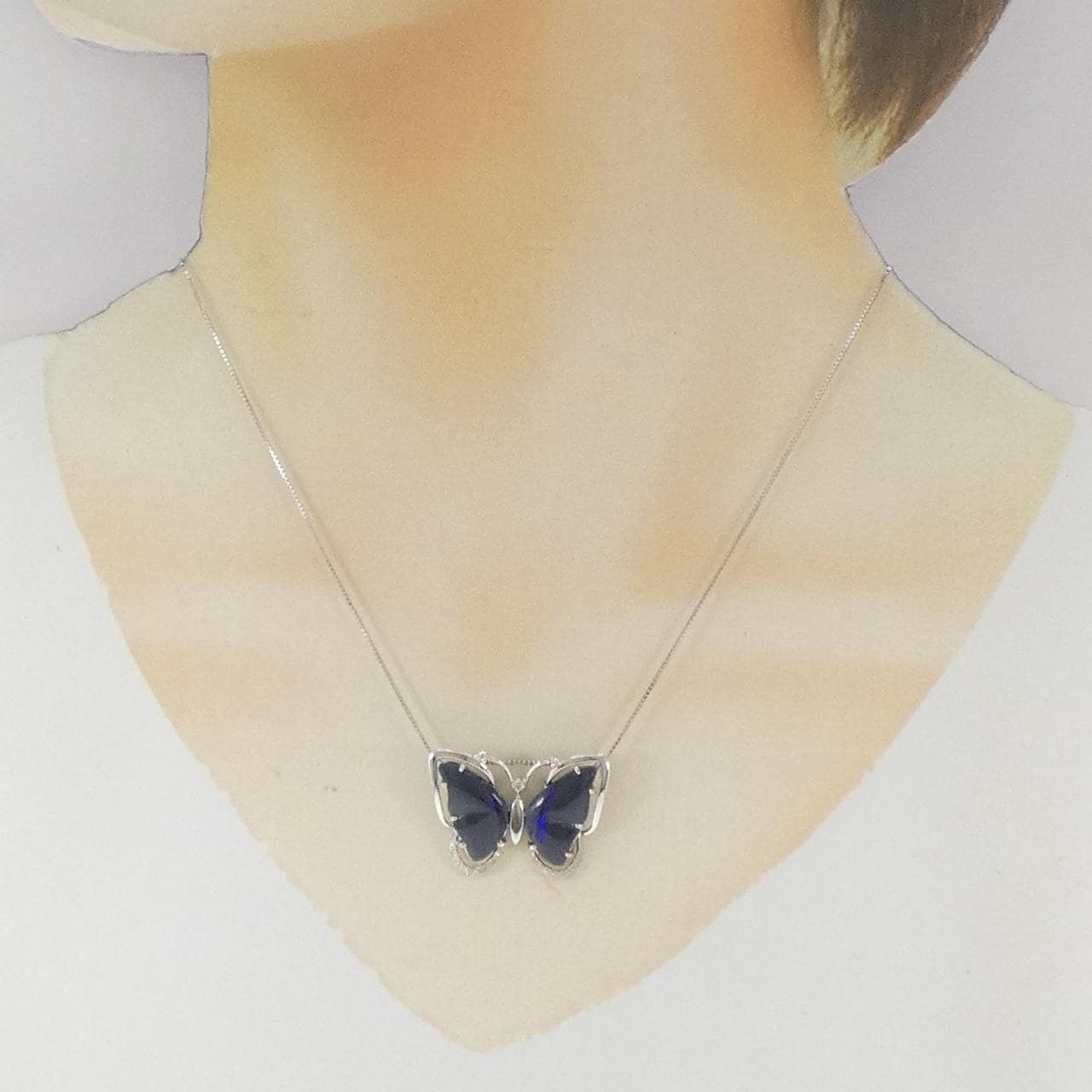 K18WG バタフライ ブラックオパール ネックレス 5.46CT