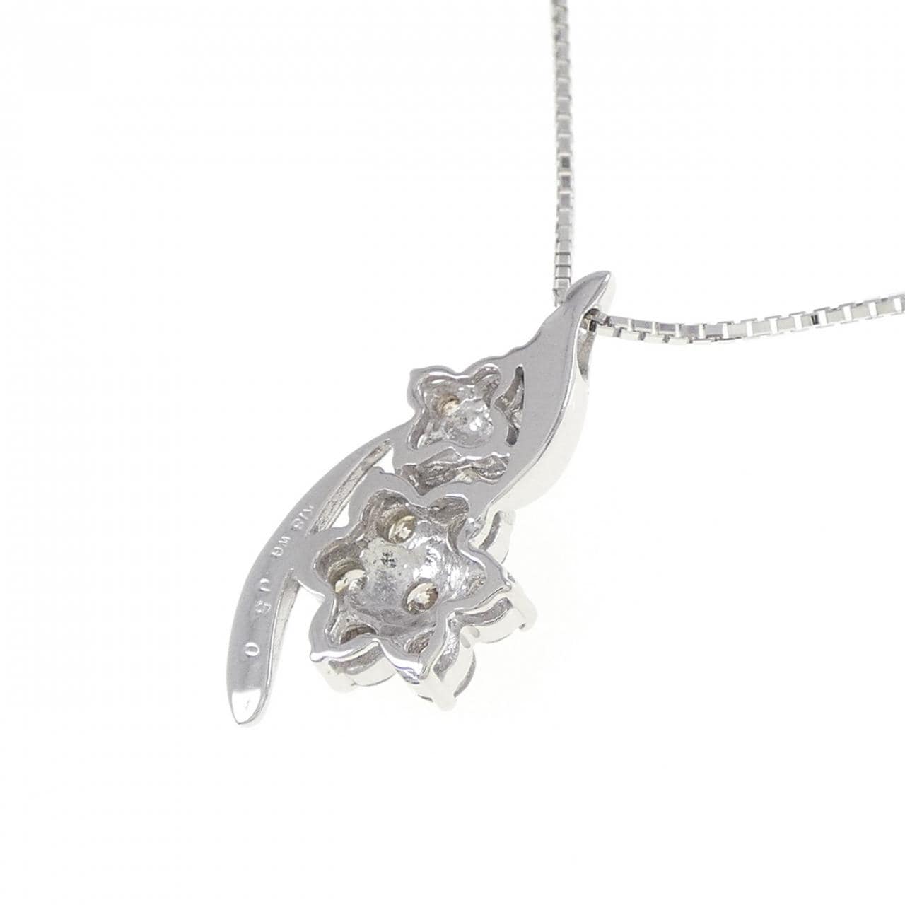 K18WG フラワー ダイヤモンド ネックレス 0.50CT
