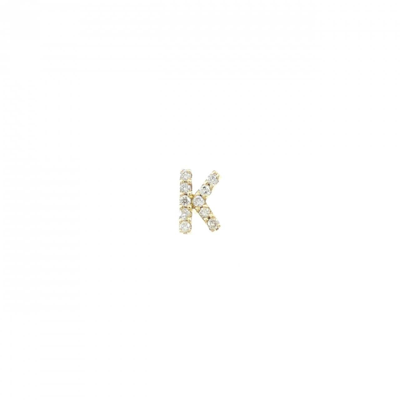 K18YG イニシャルK ダイヤモンド ピアス 0.05CT 片耳