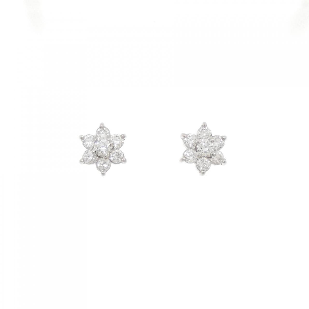 PT900 フラワー ダイヤモンド ピアス 0.50CT