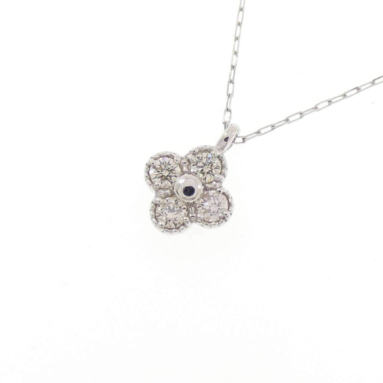 PT900/PT850 フラワー ダイヤモンド ネックレス 0.10CT