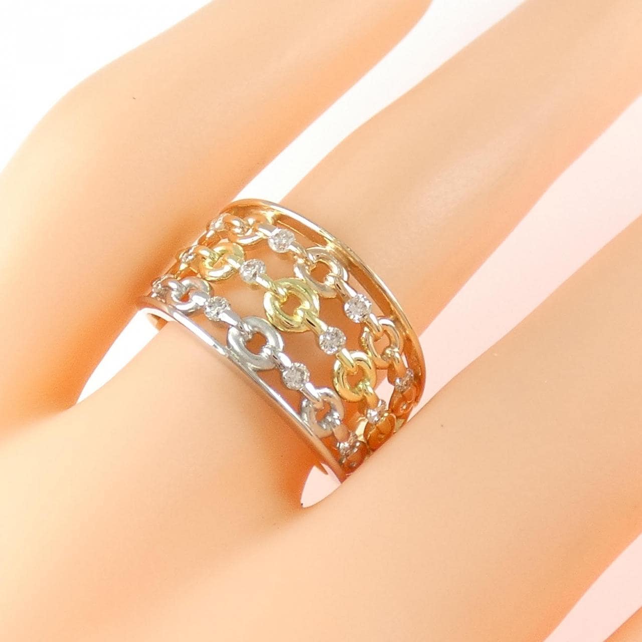K18YG/PT900/K18PG ダイヤモンド リング 0.30CT