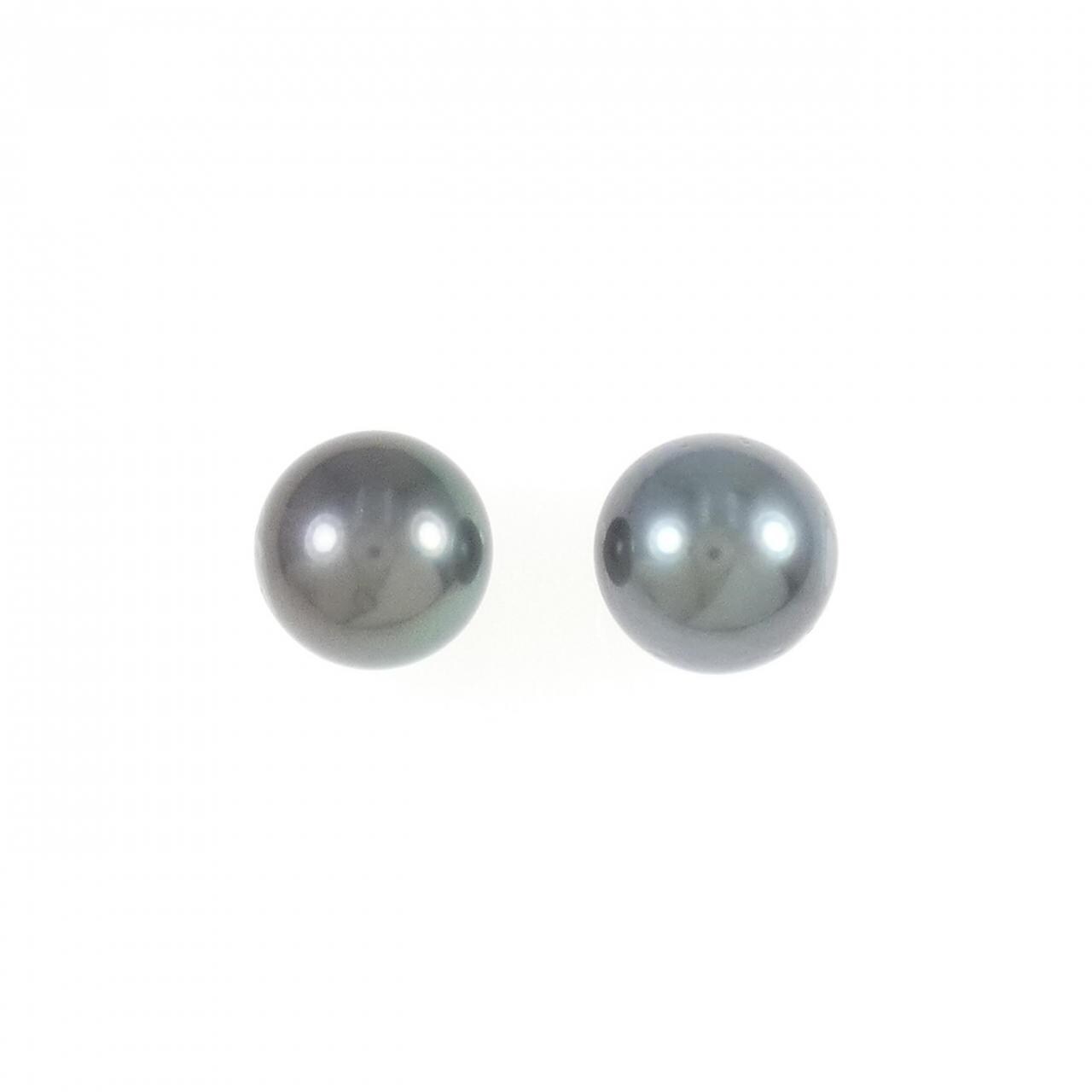銀扣/K14WG黒蝶珍珠項鍊8.5-11.5mm耳環套裝