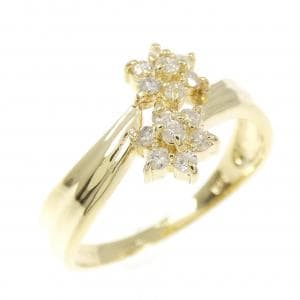 K18YG フラワー ダイヤモンド リング 0.19CT
