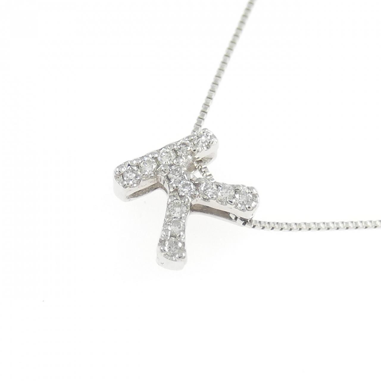K18WG イニシャルK ダイヤモンド ネックレス 0.08CT