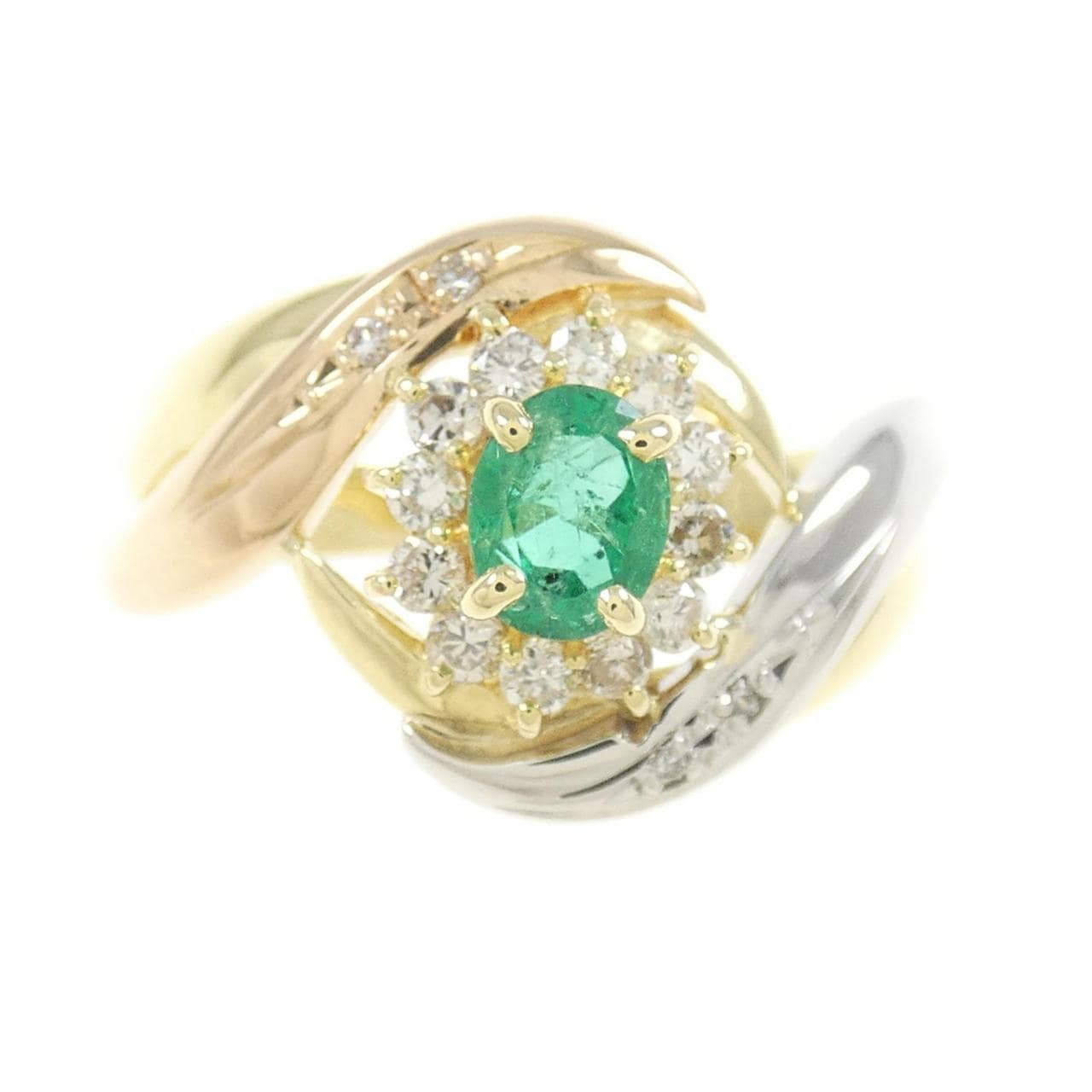 K18YG/PT エメラルド リング 0.31CT