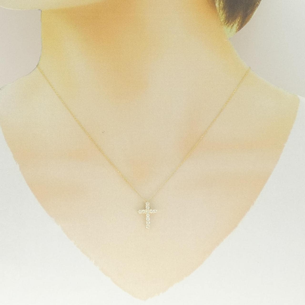 K18YG クロス ダイヤモンド ネックレス 0.30CT