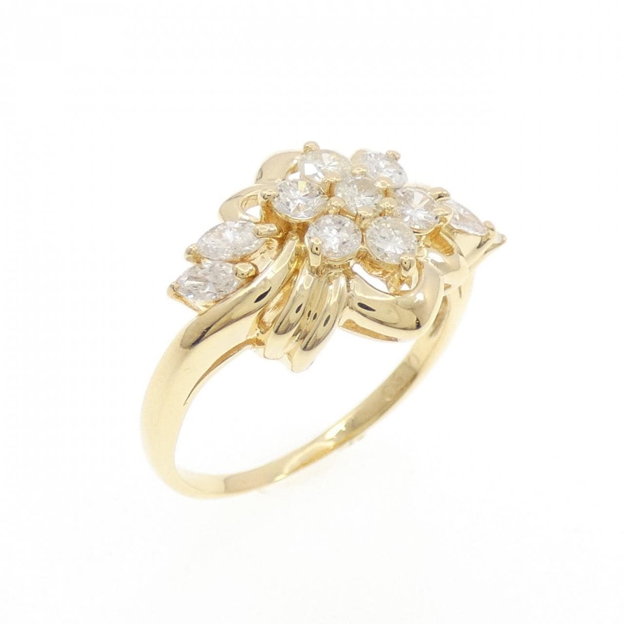 K18YG フラワー ダイヤモンド リング 0.50CT