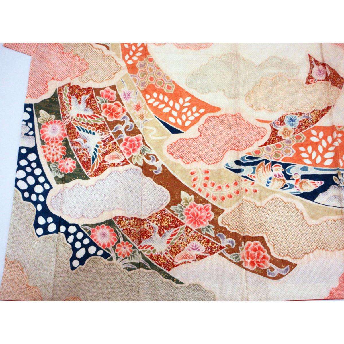 Furisode, all-over tie-dye, gold-leaf finish
