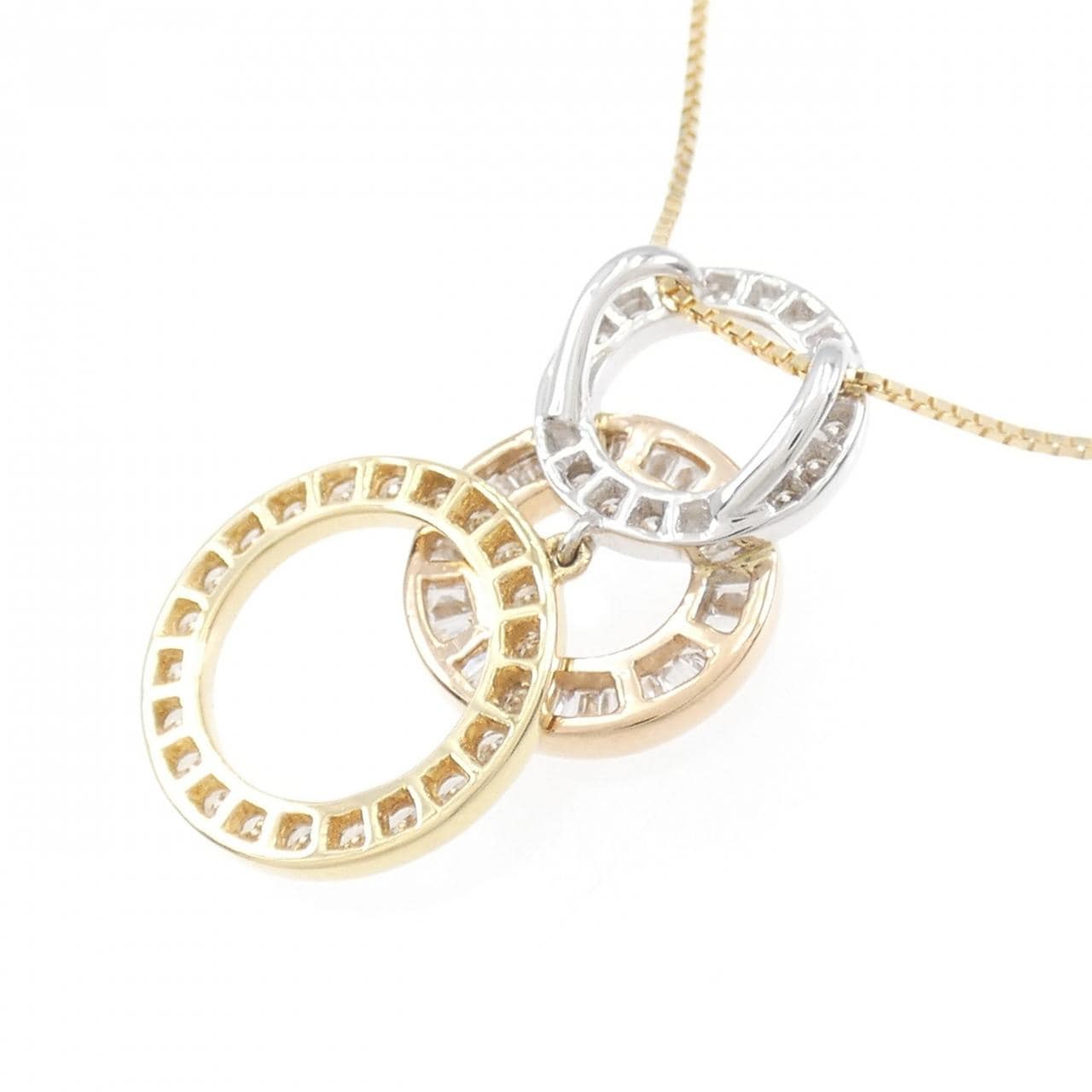 K18スリーカラー ダイヤモンド ネックレス 0.86CT