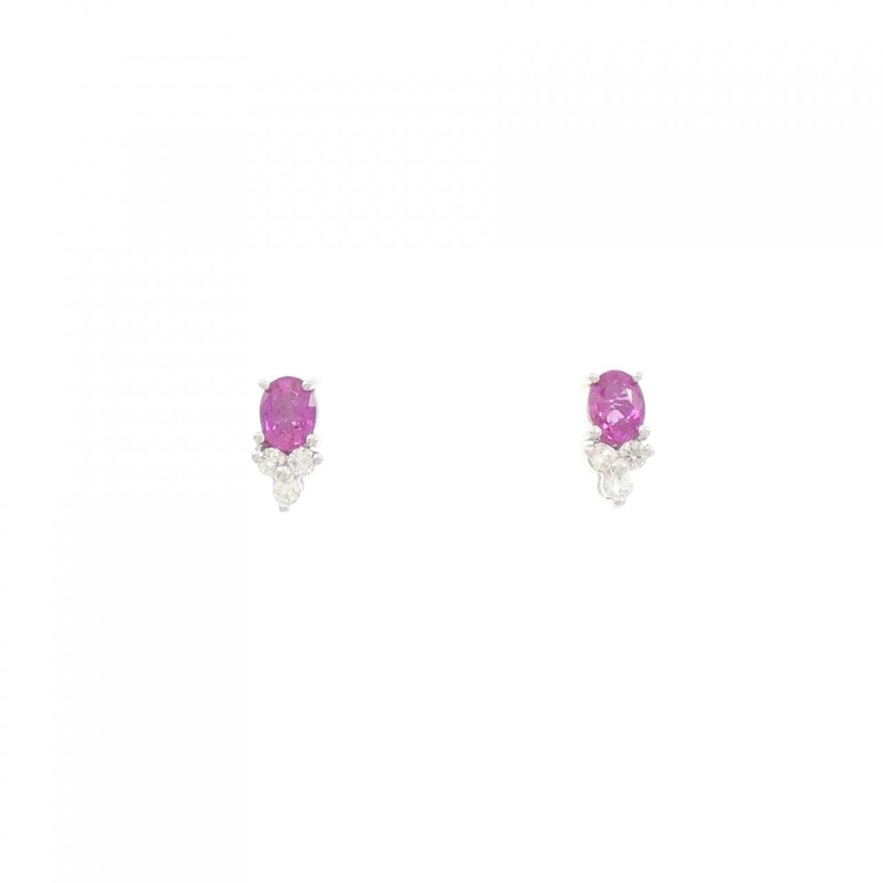 K18WG红宝石耳钉0.46CT