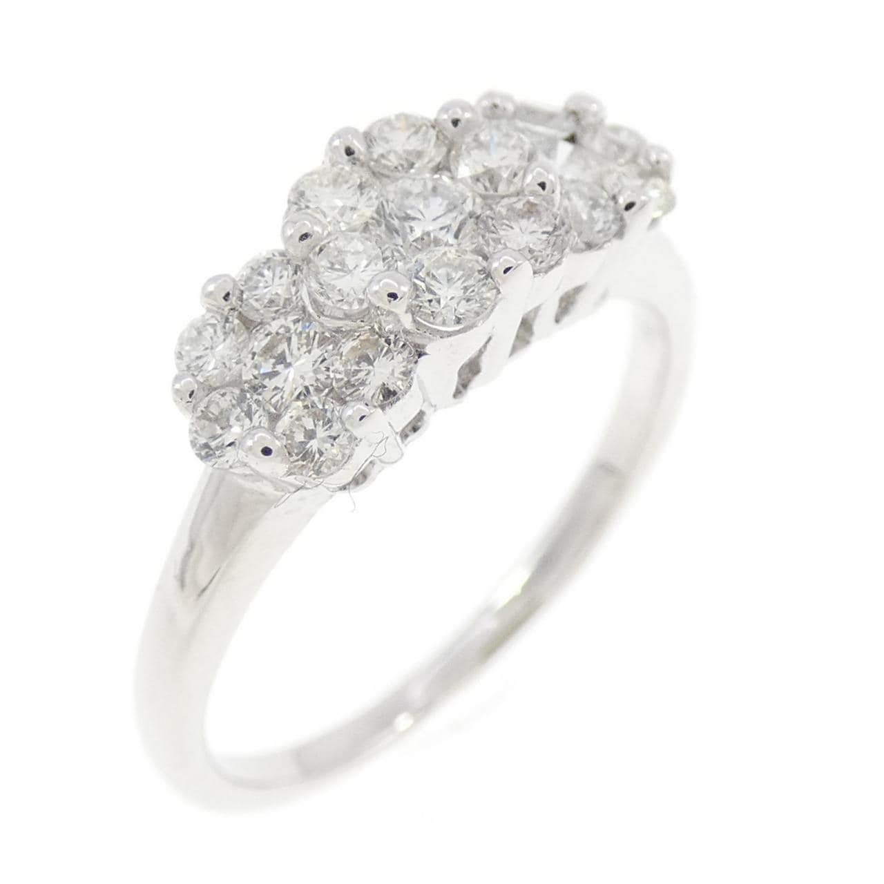 K18WG フラワー ダイヤモンド リング 0.50CT