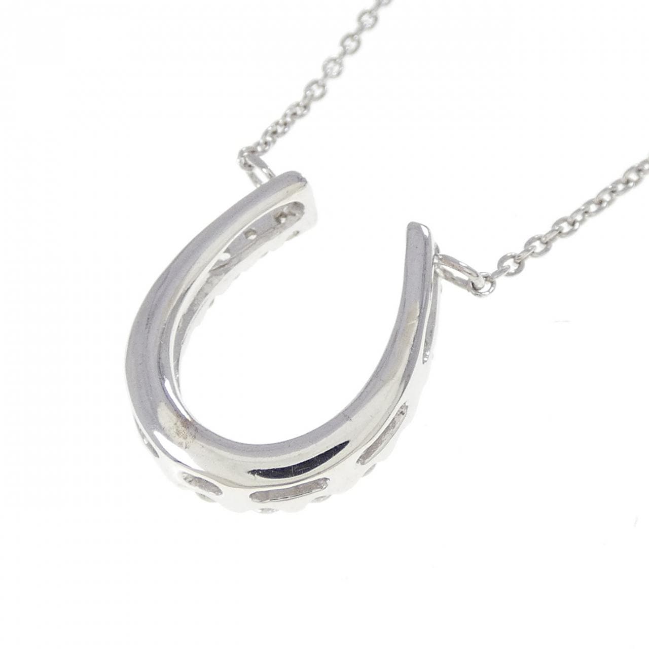 K18WG ホースシュー ダイヤモンド ネックレス 0.20CT