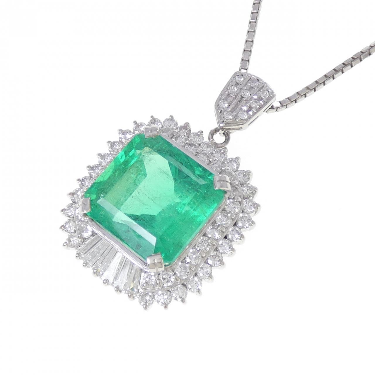 PT900/PT850 エメラルド ネックレス 12.80CT コロンビア産
