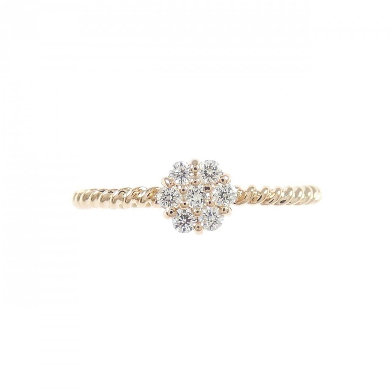 K18PG フラワー ダイヤモンド リング 0.11CT