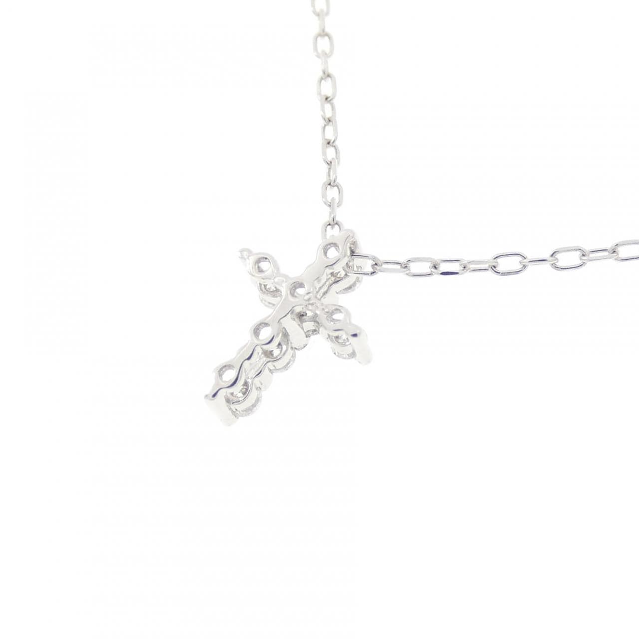 K10WG クロス ダイヤモンド ネックレス 0.05CT