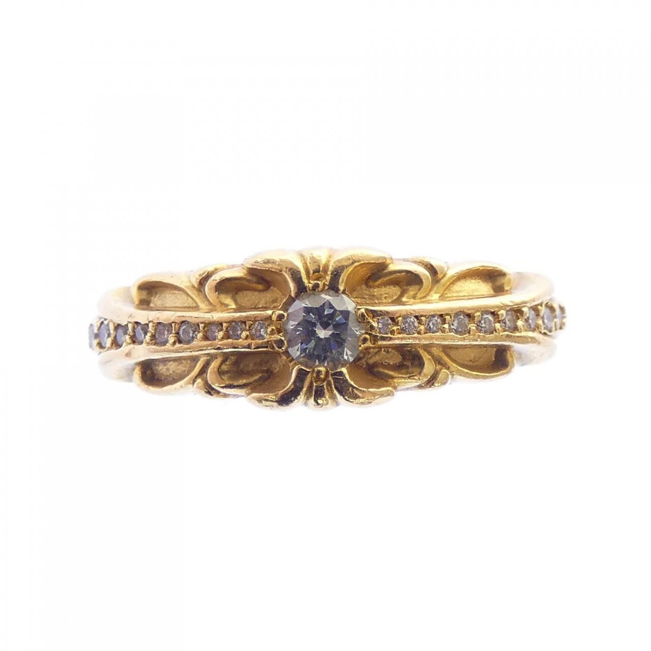 クロムハーツ CHROME HEARTS BABY CLSC FLORAL CRS DMND PAVE 207146023GLD RING
