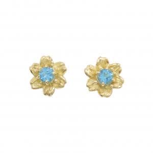 K18YG Flower Blue Topaz Earrings