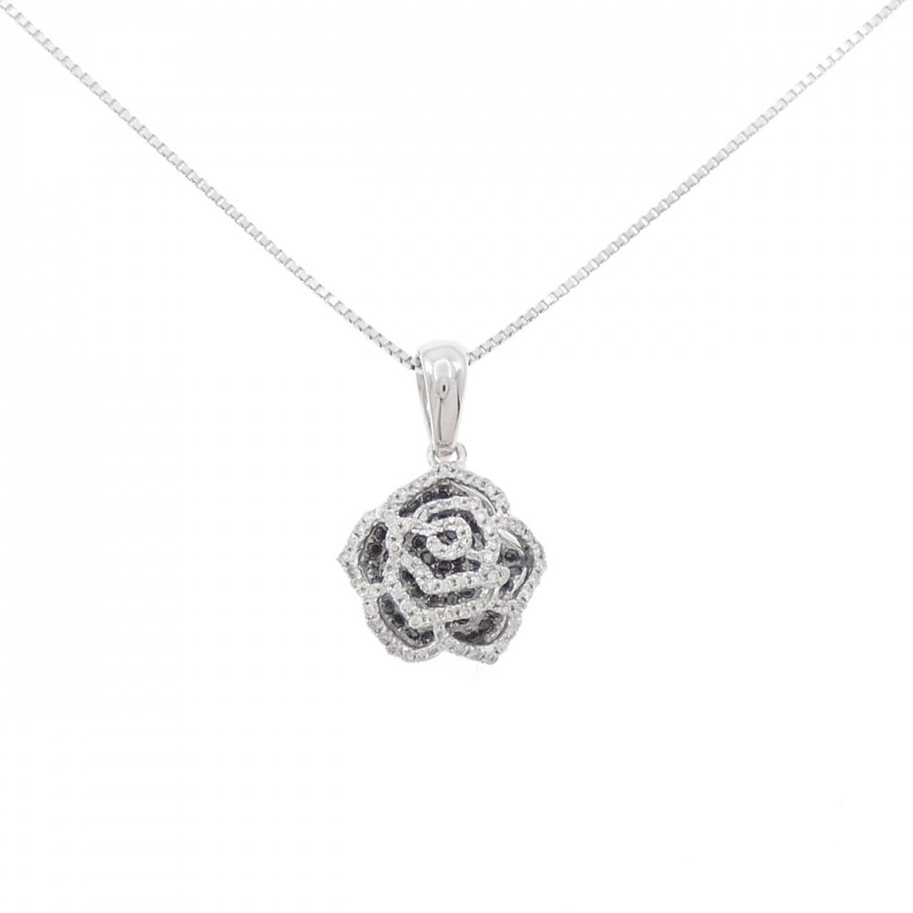 K18WG ローズ ダイヤモンド ネックレス 0.32CT