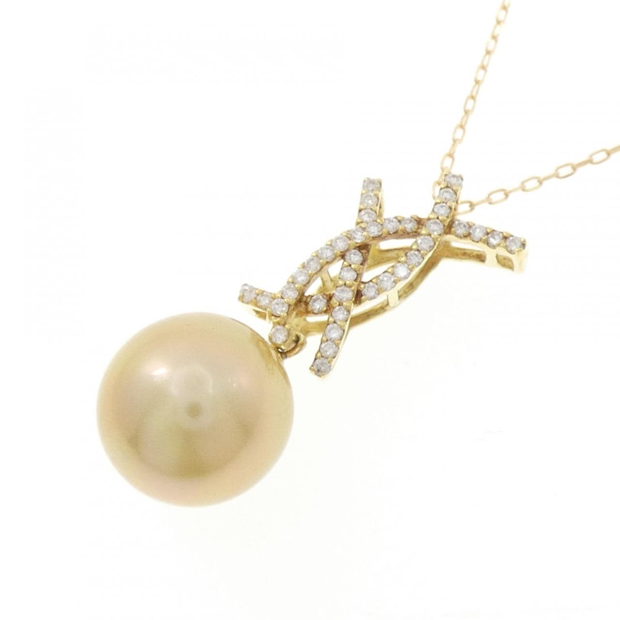 K18YG 白蝶パール ネックレス