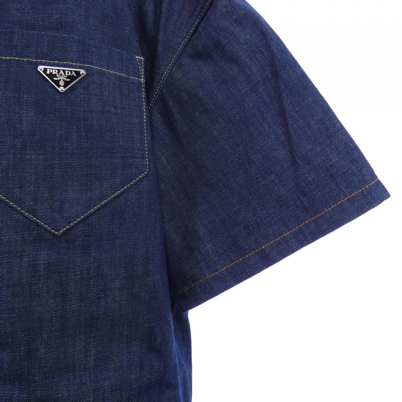 プラダ PRADA トライアングルロゴ セルビッジデニム シャツ GEC068 S212 15C7 S／Sシャツ