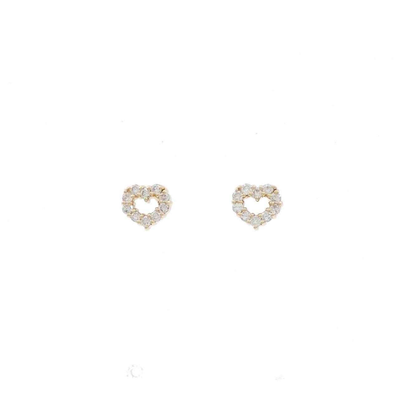 K18YG ハート ダイヤモンド ピアス 0.20CT