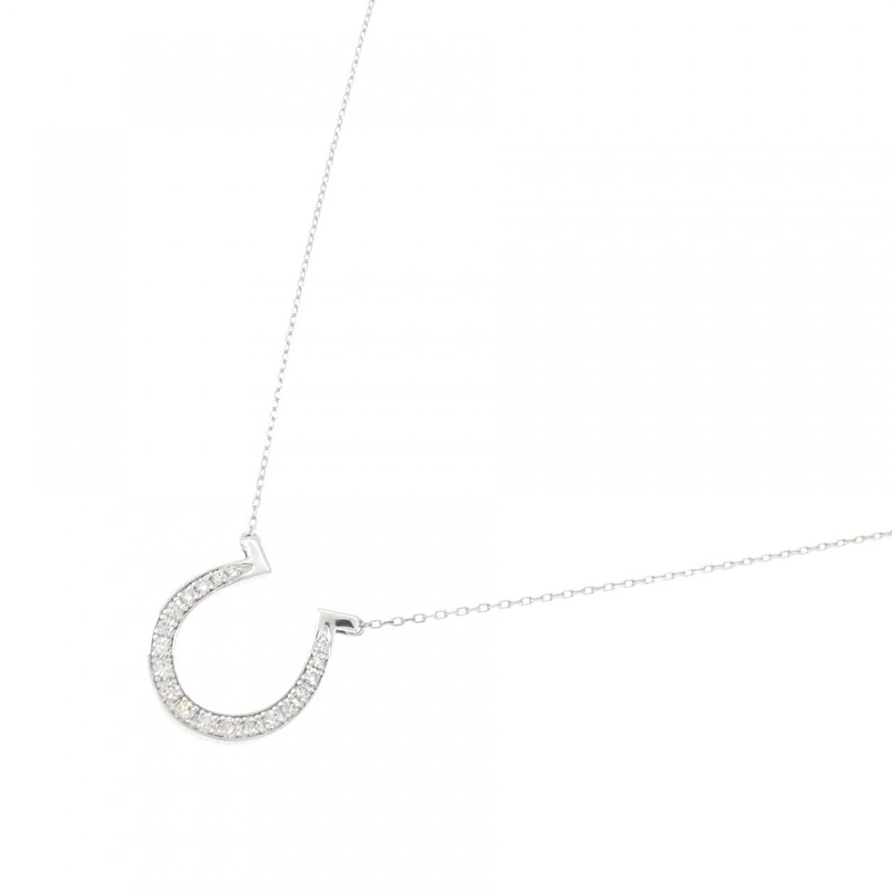 K18WG ホースシュー ダイヤモンド ネックレス 0.366CT