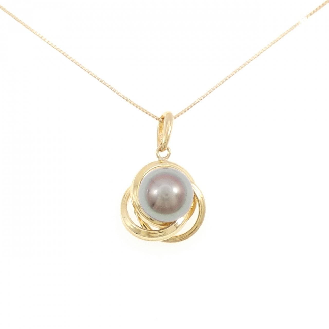 K18YG 黒蝶パール ネックレス 9.5mm