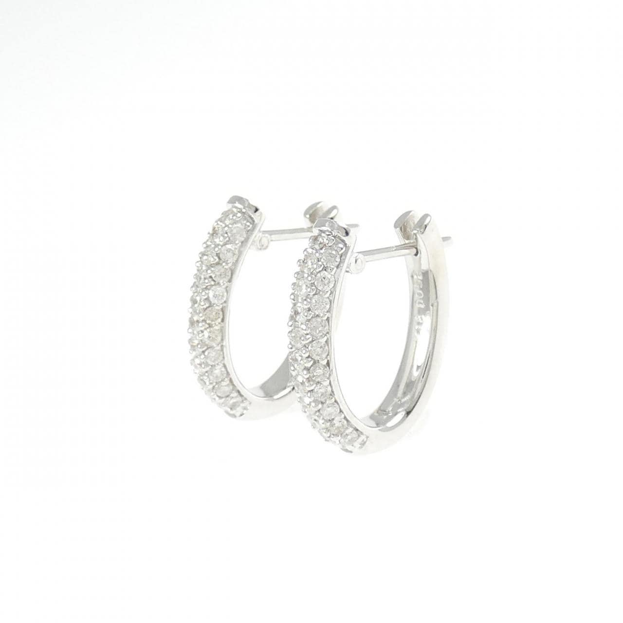K18WG パヴェ ダイヤモンド フープピアス 0.52CT