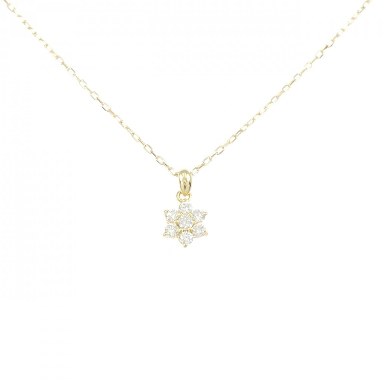 K18YG フラワー ダイヤモンド ネックレス 0.23CT
