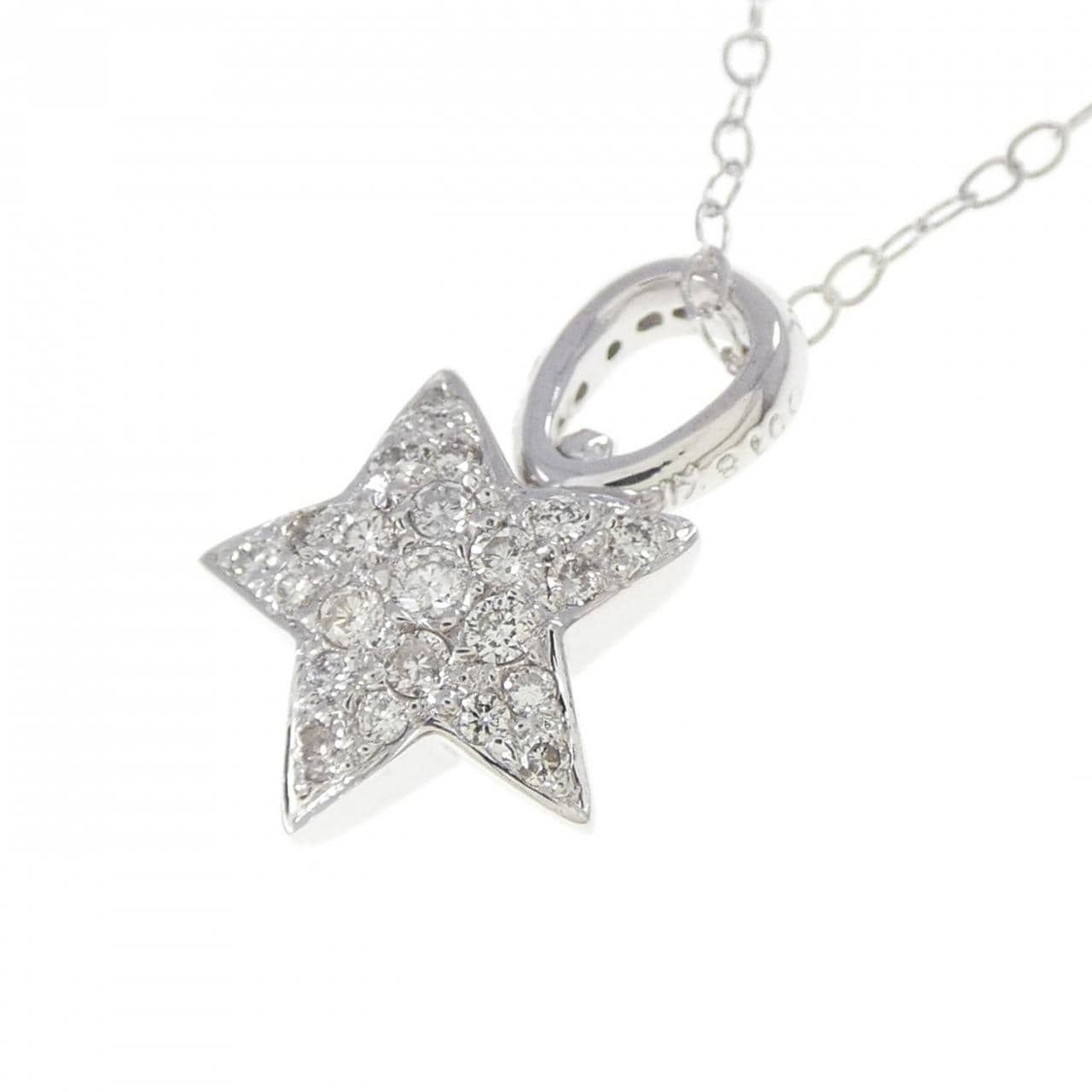 K18WG スター ダイヤモンド ネックレス 0.18CT