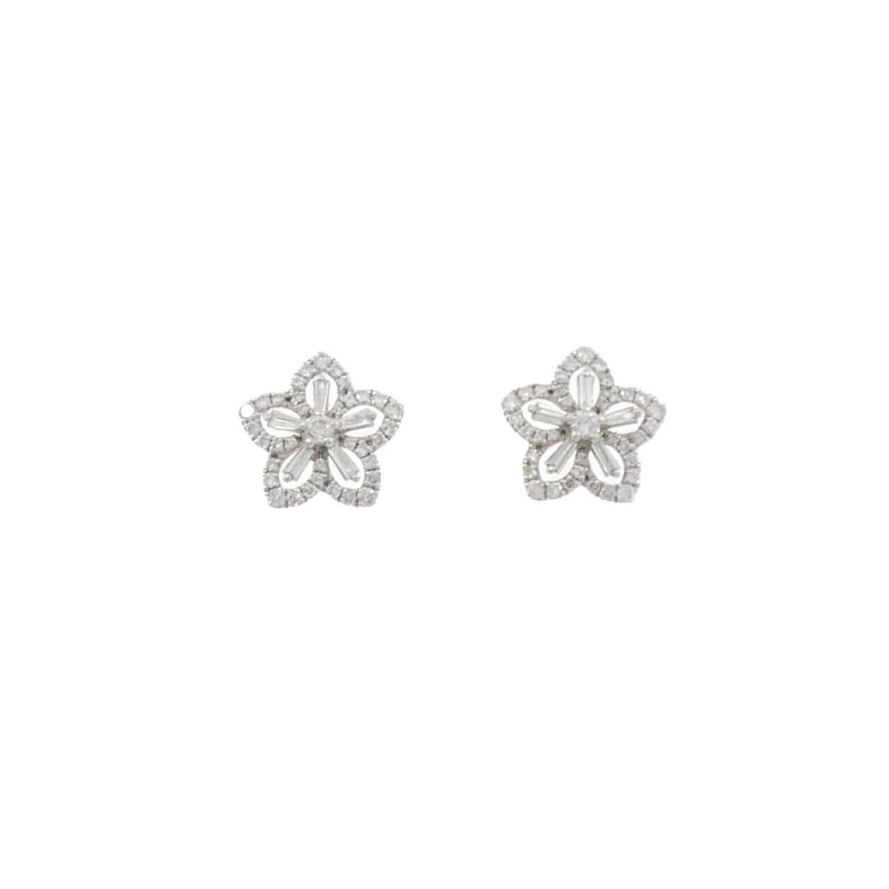 750WG/K18WG フラワー ダイヤモンド ピアス 0.40CT