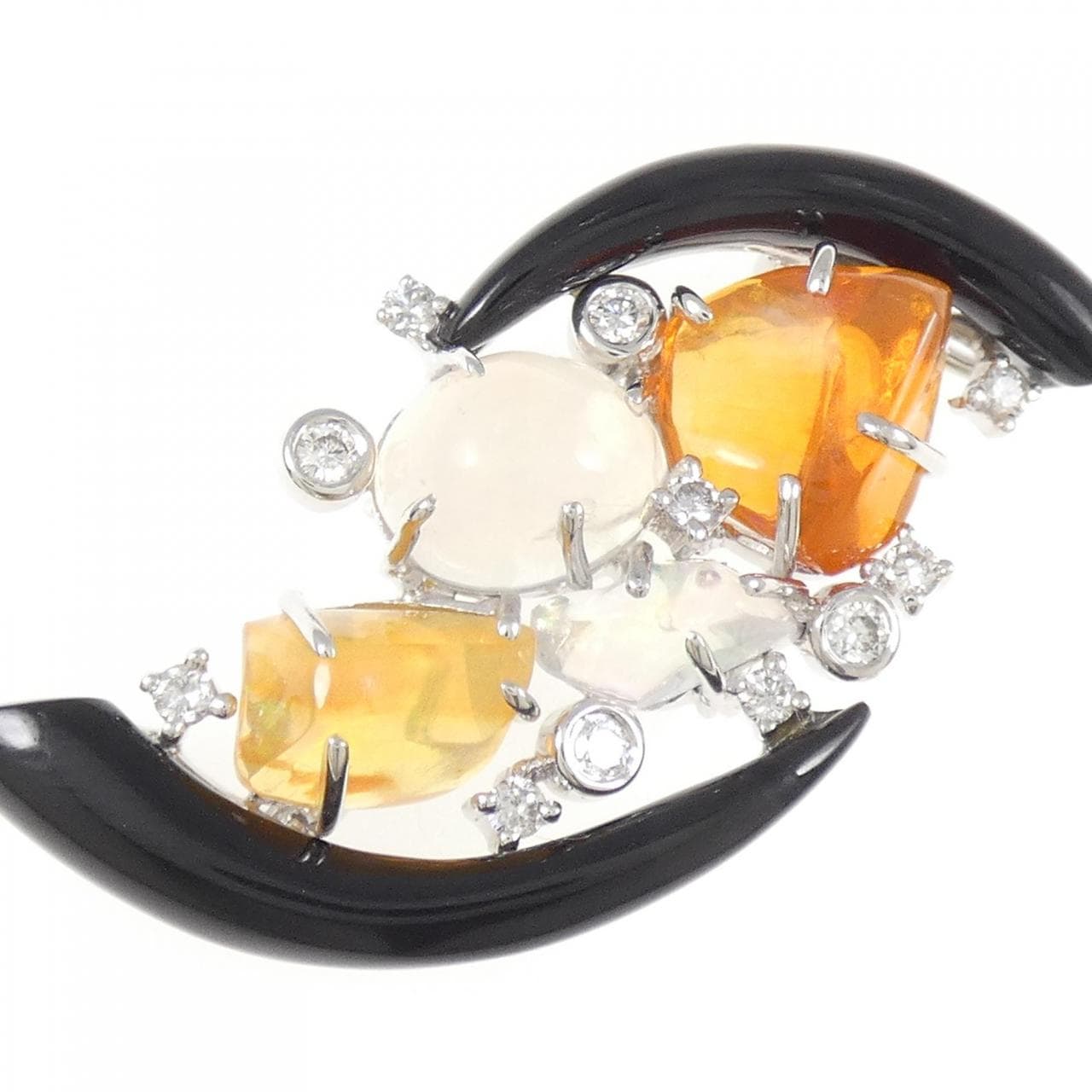 K18WG カラーストーン ブローチ