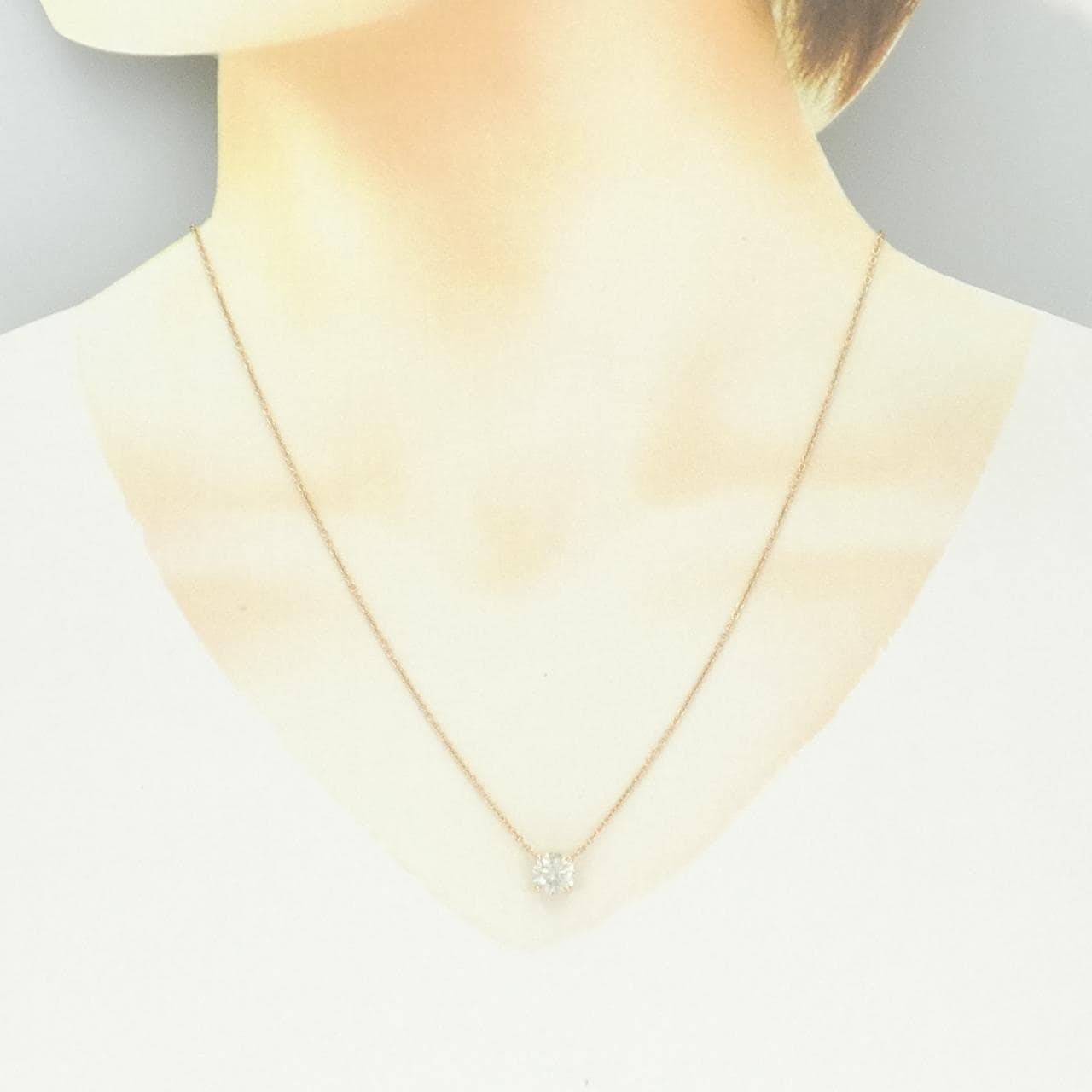 K18PG ソリティア ダイヤモンド ネックレス 1.112CT
