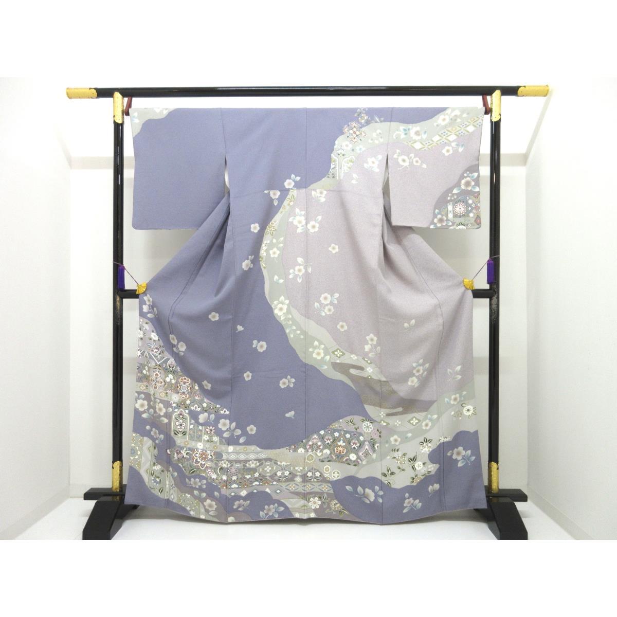 訪問着　友禅金彩加工　刺繍入り